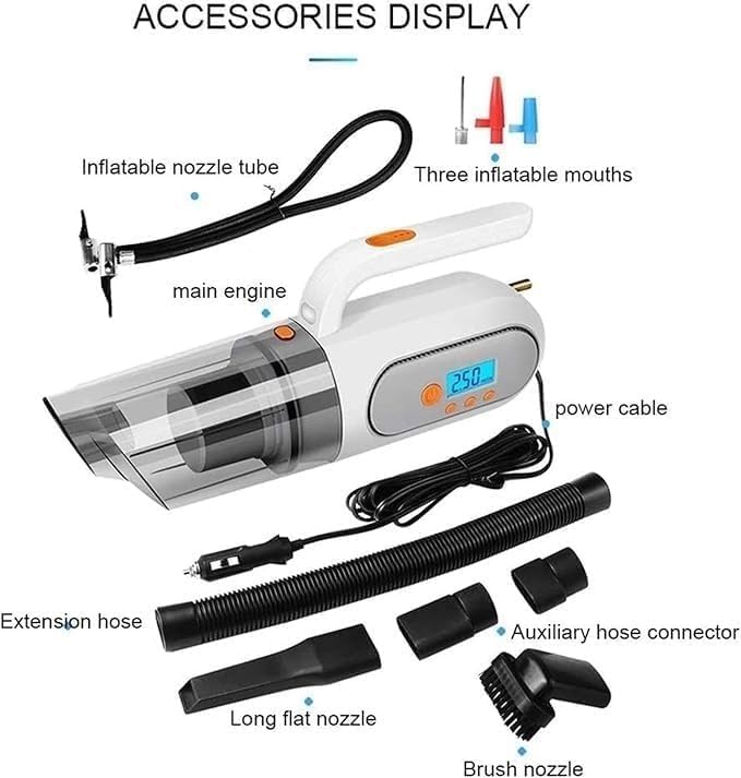 Cordless Handheld-Vacuum-Cleaner Lightweight Portable Mini Vac Inflator Air Tire for Car & Home, Cyclonic Suction Hand Rechargeable for Carpet Couch Dust Pet Cat Hair