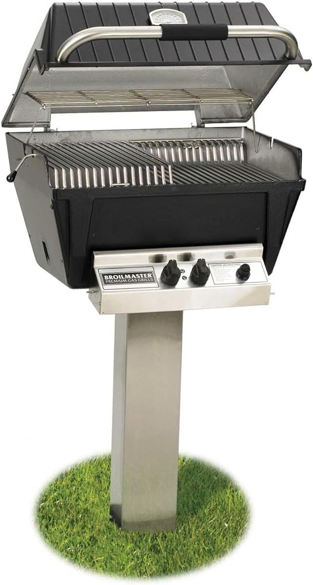 Broilmaster P4-XF Premium Propane Gas Grill On Stainless Steel In-Ground Post