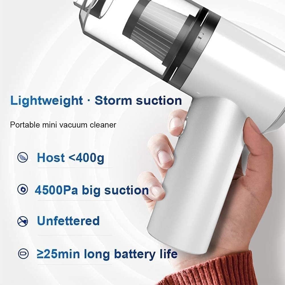 Mini Handheld Vacuum-Cordless Portable-Lightweight Powerful-Rechargeable - 6KPA 100W Strong Suction,Deep Cleaning for Office Home and Car (Sliver)