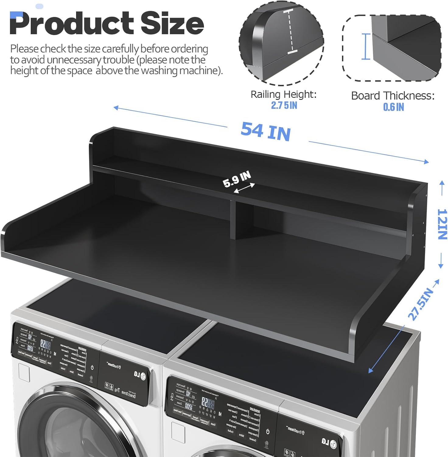 2-Tier Washer and Dryer Countertop with 2.75