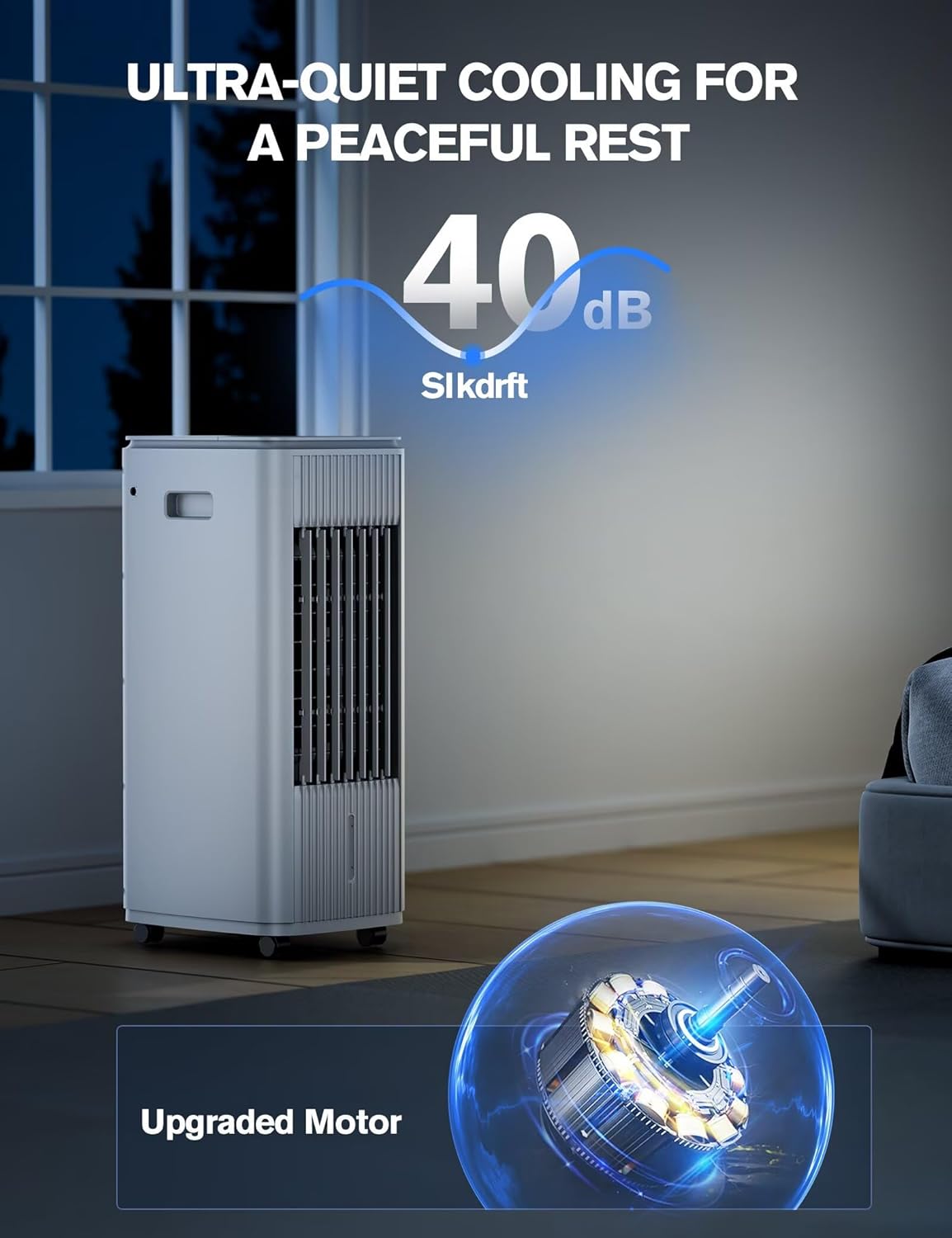 Portable Air Conditioners, 3-IN-1 Evaporative Air Cooler w/ 4 Ice Packs & 3L Water Tank, 70° Oscillation, 7H Timer for Auto-Off, Swamp Cooler air conditioner for Room Bedroom, Cream