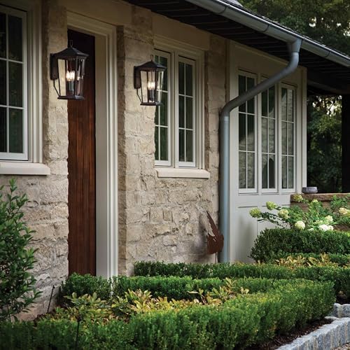 Hinkley Bromley Medium LED Wall Mount Lantern, Museum Black, 120V – Add Security to Porches, Patios, Exterior Spaces with Durable LED Outdoor Lighting, Includes 2-5w Cand. LED Lamps, 2364MB-LL