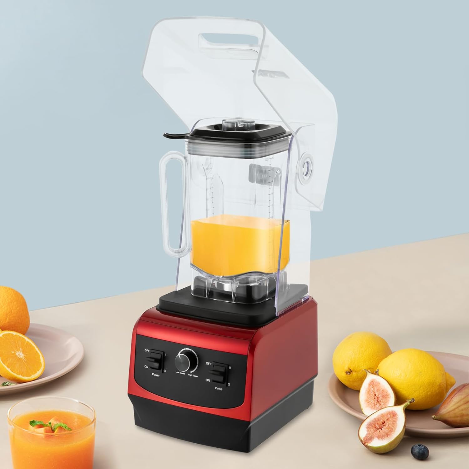 Commercial Mix Blender 74oz Capacity High Speed Smoothie Machine Professional Countertop Blender with Soundproof Cover for Crushing Ice Chopping Grinding Blending