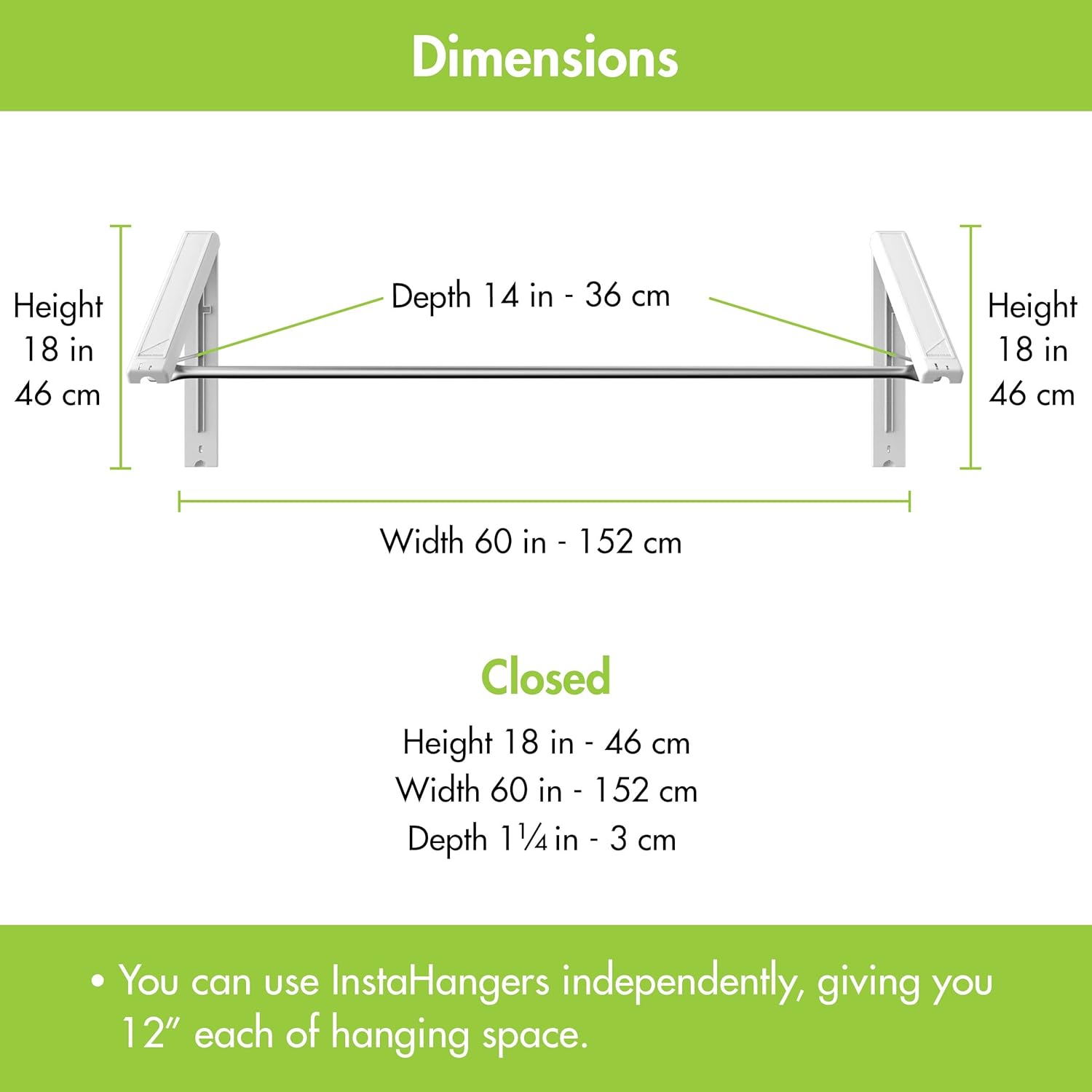 QuikCLOSET Wall Mounted Clothes Drying Rack – Space-Saving Laundry Drying Rack with Telescopic 36-60