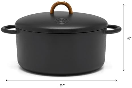 Great Jones Dutch Baby Dutch Oven with Lid (Pepper, 3.5-Quart) | Enameled Cast Iron, Round Shape | Safe for Stovetops & Ovens up to 500°F | Space-Saving & Dishwasher-Friendly | Small-Batch Cooking