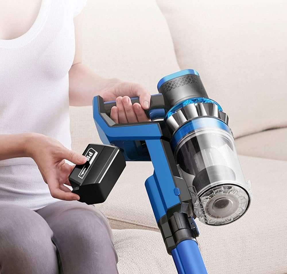Cordless Vacuum Cleaner, 24KPa Powerful Suction Handheld Vacuum, Lightweight Cordless Vacuum Cleaner for Carpet, Hard Floor & Pet Hair, Blue
