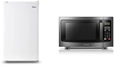 Midea WHS-109FW1 Upright Freezer, 3.0 Cubic Feet, White & TOSHIBA EM131A5C-BS Countertop Microwave Ovens 1.2 Cu Ft, 12.4