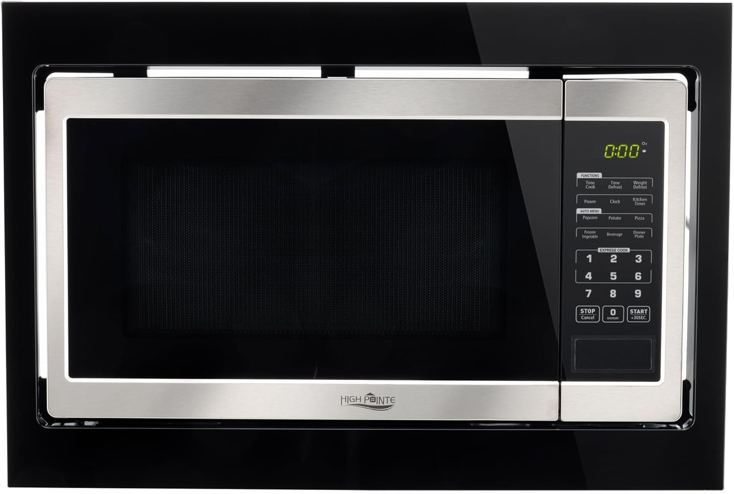 Tough Grade RV Built-In Microwave with Trim Kit | 1.0 Cu. Ft. Flatbed Design | Stainless Steel & Black | 120V | 10 Power Levels | 6 Auto Cook Options | No Turntable | Touchpad Controls | Lightweight