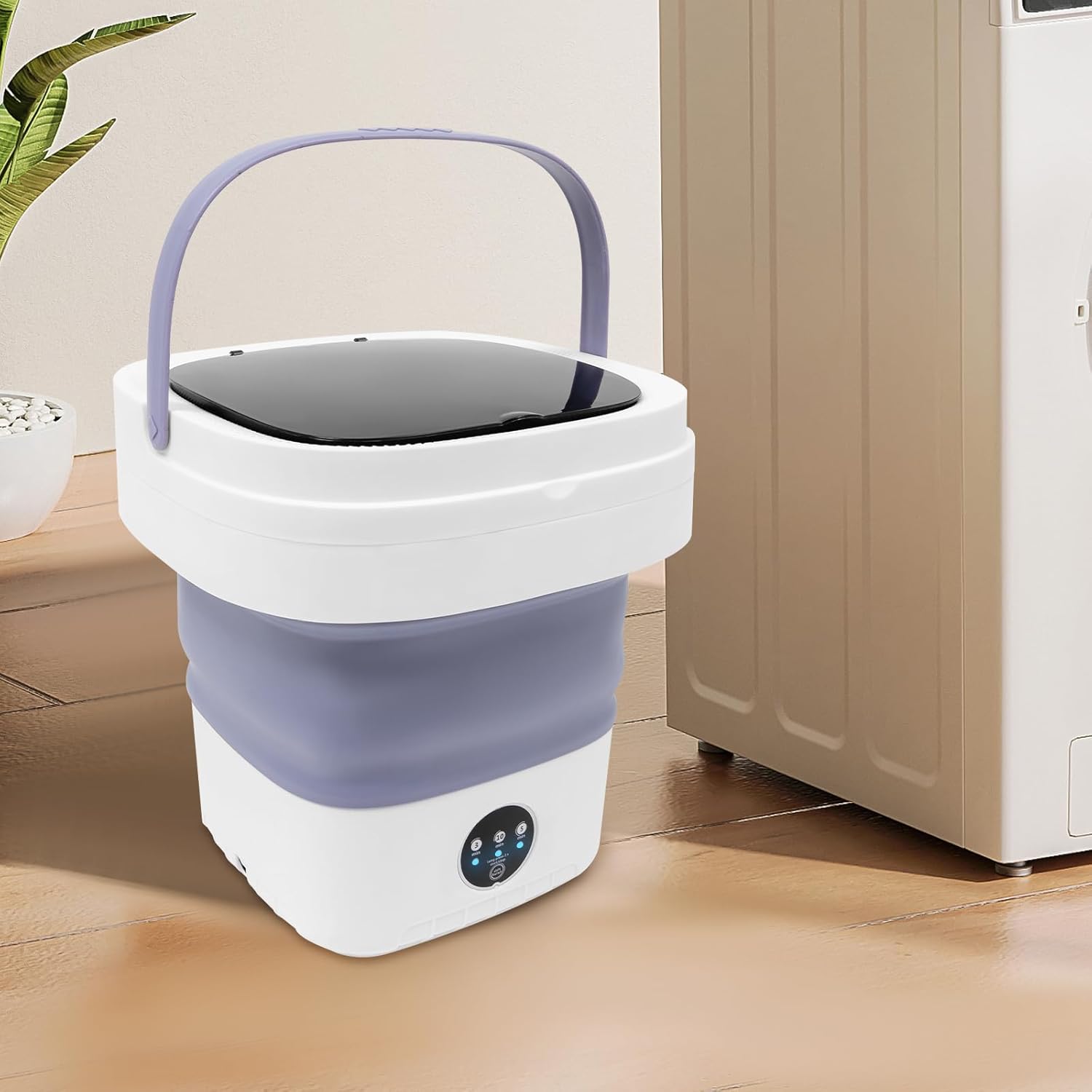 Portable Washing Machine,12L Upgraded With Spin Basket,Foldable Mini Washing Machine with 3 Modes Cleaning Small Washer for Baby Clothes, Underwear or Small Items, Apartment, Dorm,RV (Purple)