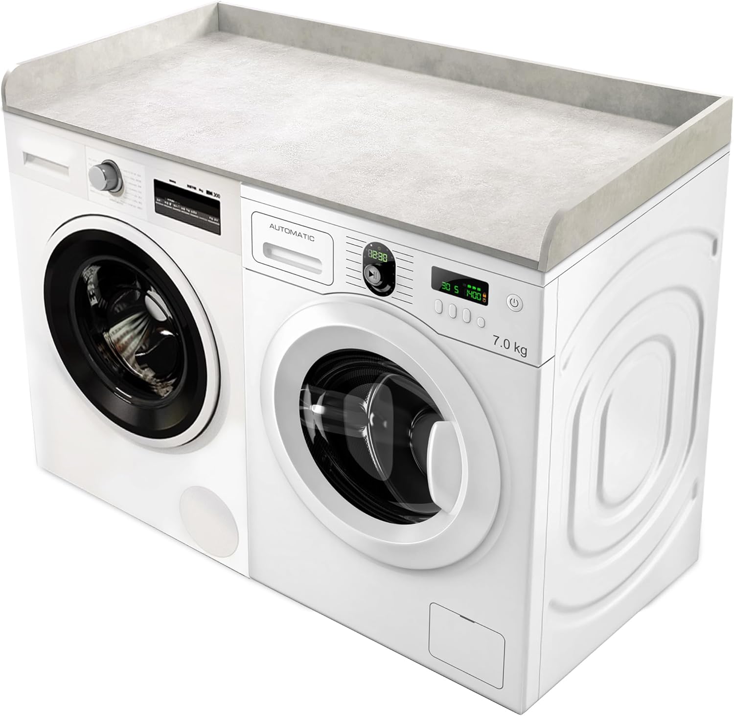 Washer Dryer Countertop with Non-Slip Pad, Wood Washer and Dryer Countertop with Edge Rails for Laundry Room Organization and Storage, 54