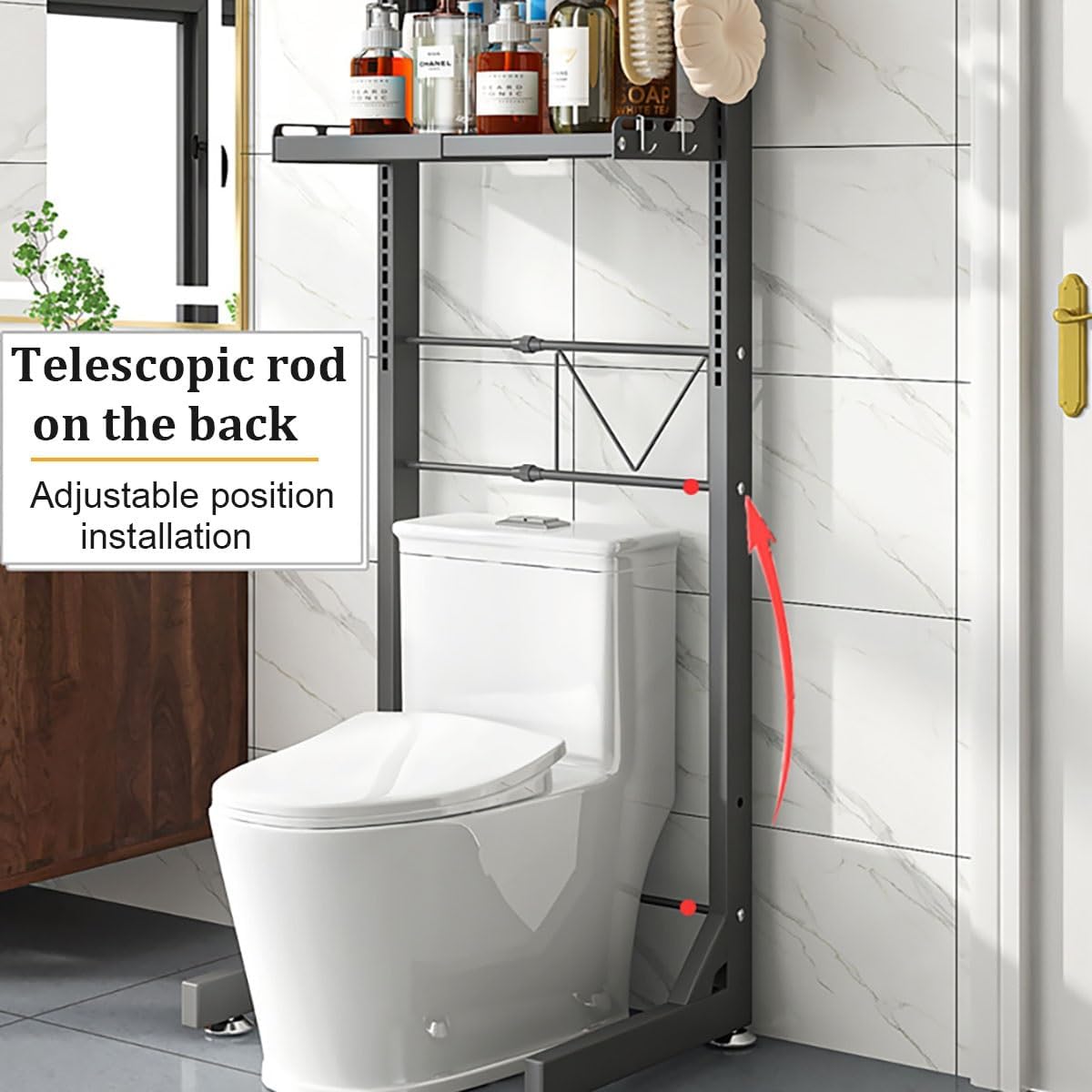 Over Washer And Dryer Storage Shelf, Dryer Stand Height Adjustable Portable Stacking Kit For Washing Machine Tumble Dryer, Carbon Steel Material, For Bathrooms Laundry Rooms Balconies(Gray,161cm/63.3i