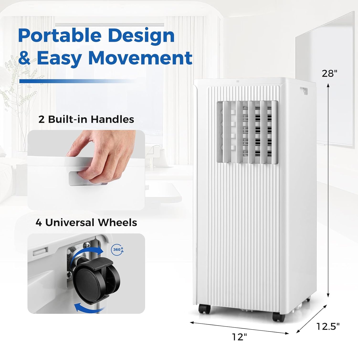 DORTALA Portable Air Conditioners 10000 BTU, Portable AC Unit with Cool, Fan & Dry Mode, Quiet Standing Air Conditioner with Remote, 24H Timer, Sleep Mode & Installation Kit, Cools up to 350 Sq. Ft