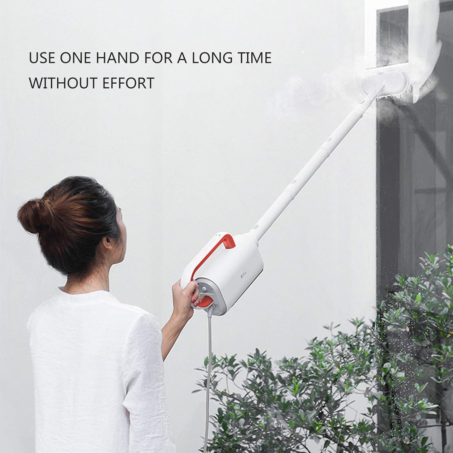 Multifunctional Steam Mop Hand-Held Cleaner All-in-One Carpet Floor 1300W Electric Mop Carpet with 12 Attachments and 2 Microfiber Pads White (White)