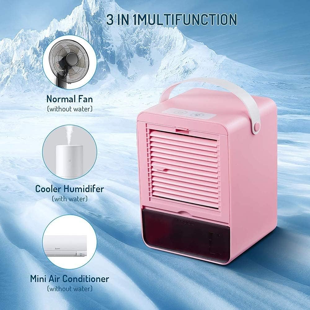 Portable Air Cooler, Mini Silent Air Conditioner, 3-speed Wind Adjustment, Usb Powered Humidifying Fan, Detachable Water Tank Design
