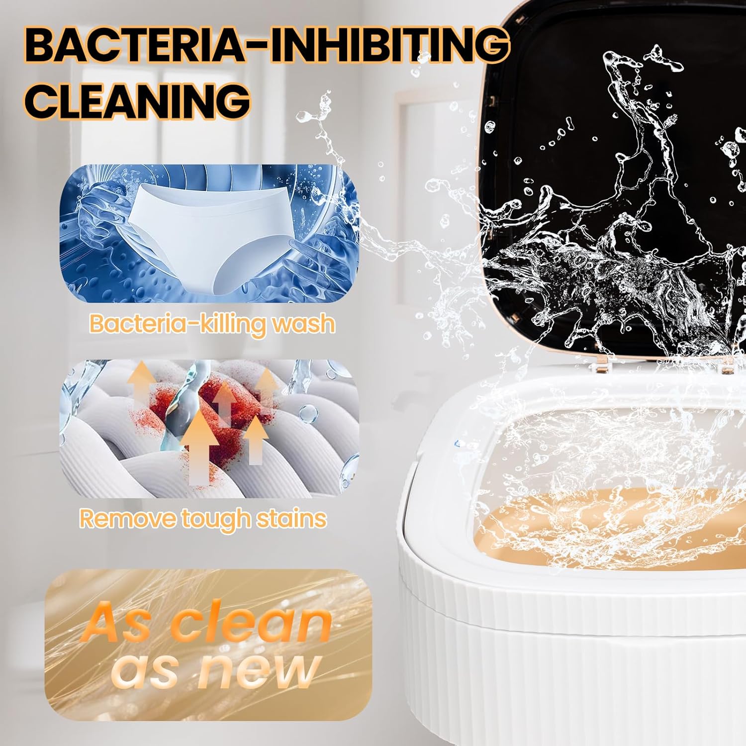 Portable Washing Machine Mini Washer for Apartments - Compact, Foldable Countertop Clothes Washer & Dryer Combo, Small Lavadora Portatil, Handheld Laundry Machine (Khaki, Large)