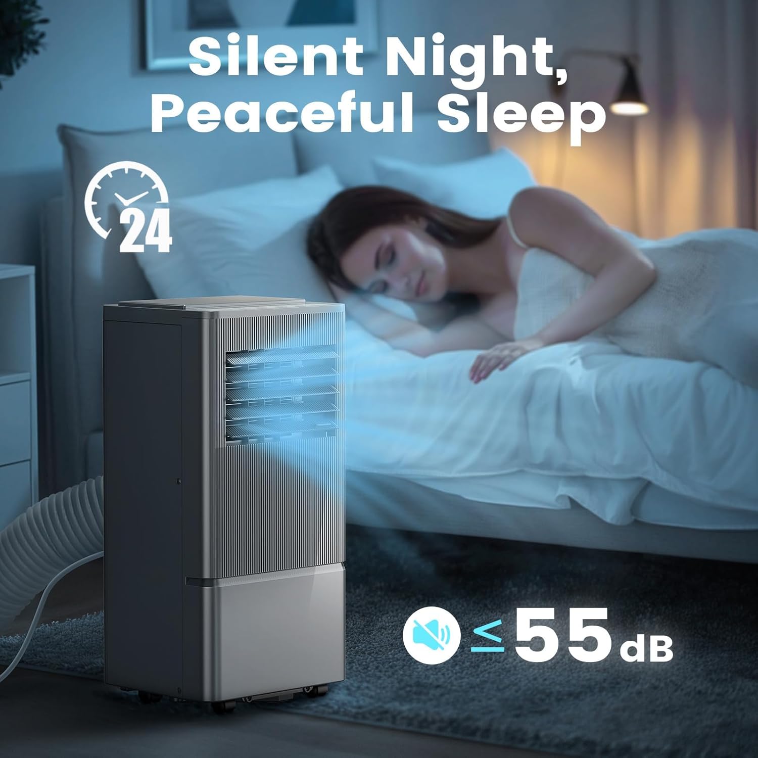 Air Choice 10000 BTU Portable Air Conditioner, Air Conditioner Portable for Room Up to 450 Sq.Ft, 24H Timer, 3-in-1 AC Unit with Dehumidifier & Fan Modes, Window Kit for Home Office, Metallic Grey