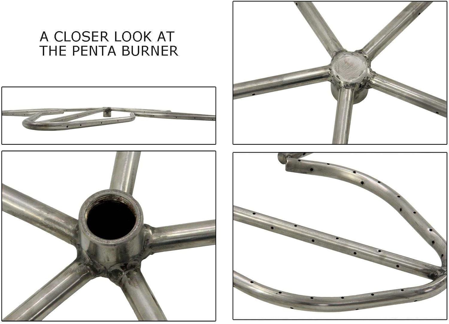 HPC Fire Match Light Fire Pit Kit (FPS/PENTA24 KIT), 24-Inch, Natural Gas