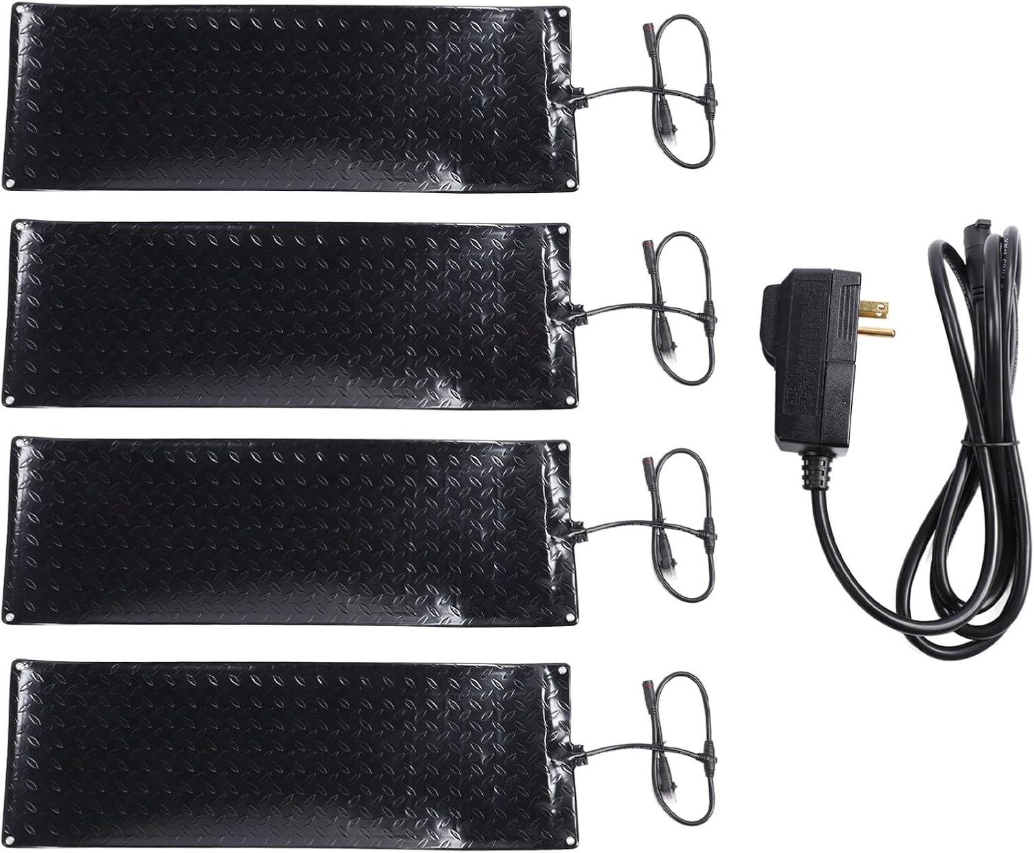 Hilitand 4PCS Snow Melting Mat Non Slip Rubber Winter Heated Mat for Outdoor Heated Mat, Stairs Driveway Walkway 10x30in 2Pin Series Type