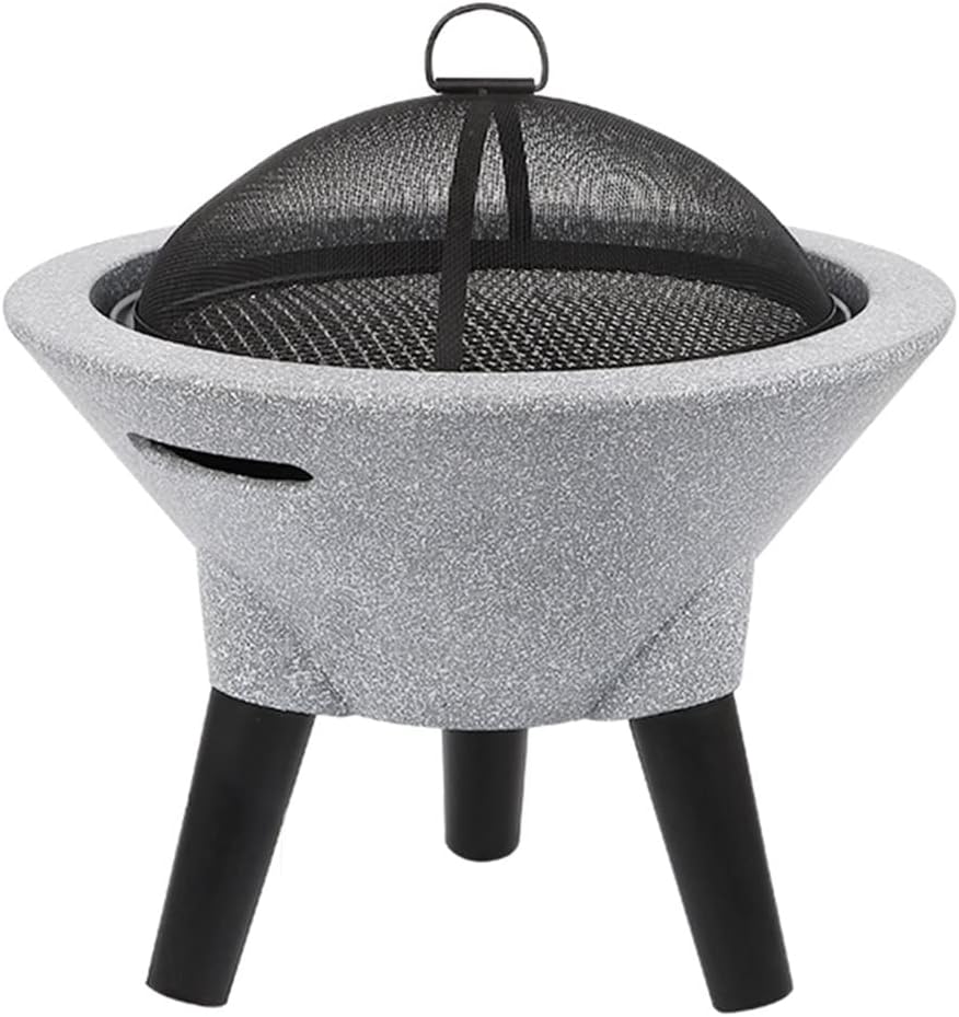 Outdoor Fire Pit Imitation Stone Fire Bowl, 39CM Garden Terrace Courtyard Outdoor Wood Burning Fire Pit, with Sparkle Screen and Outdoor Fire Pit (Color : Kit-2) (Kit 1) (Kit 1)