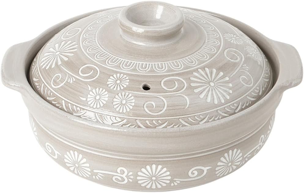 Ishigaki 4687 Anti-Spill Fire Soil Pot, Mishima, No. 8, For 3 to 4 People