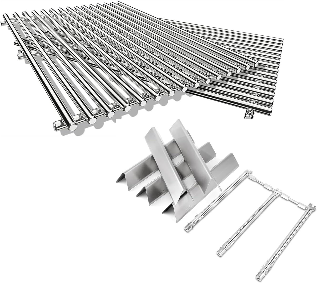 QuliMetal SUS304 Grates, 69787 Grill Burner and 7636 Flavorizer Bars for Weber Spirit 300 and GS4 Spirit II 300, Spirit E/S-310 E/S-320 E/S-330 Series Gas Grills