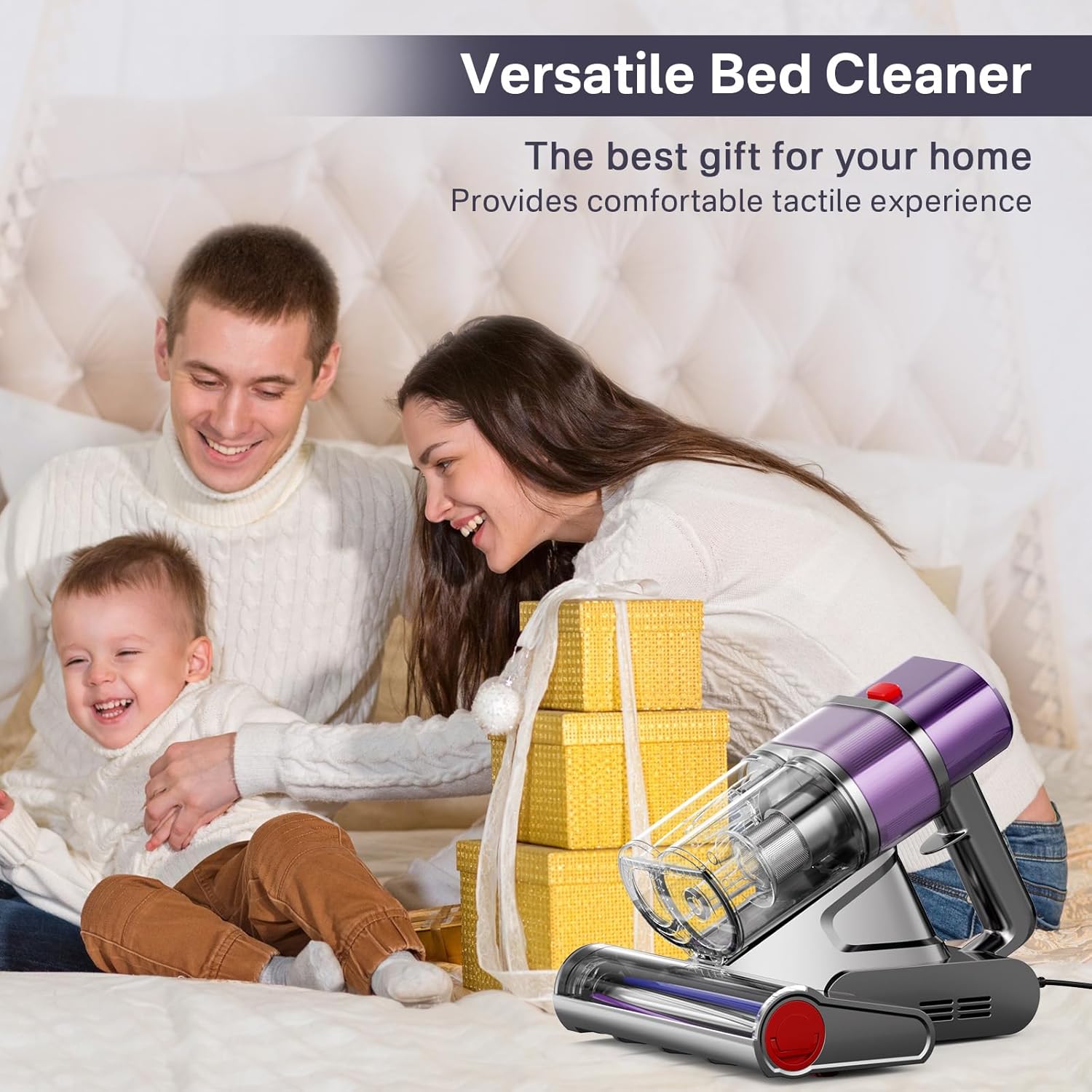 Mattress Vacuum Cleaner, 15KPa Bed Vacuum Cleaner with UV & Ultrasonic, High Heating Tech, Smart Dust Sensor, Handheld Vacuum Cleaner for Mattress, Pet Hair, Dust
