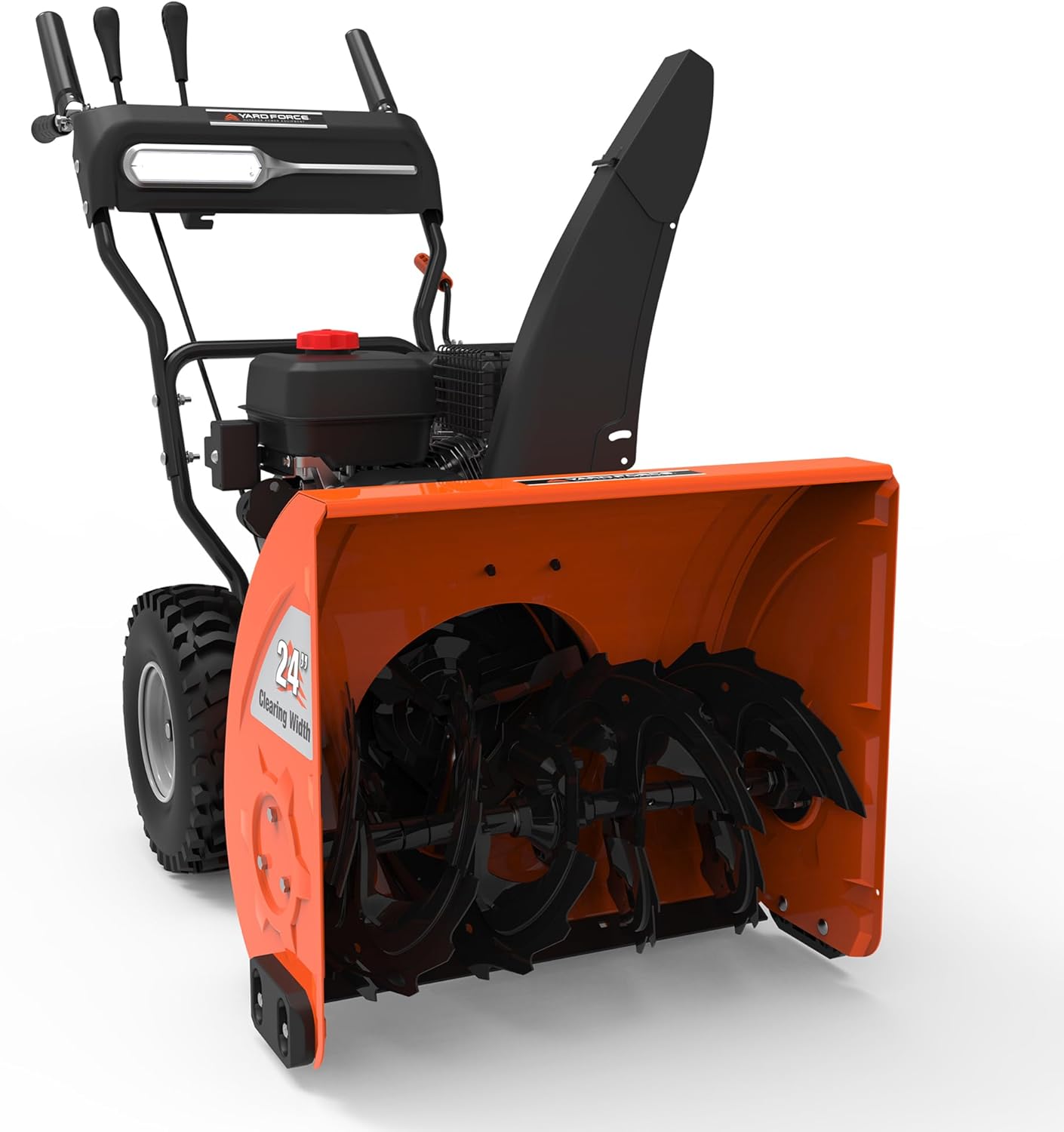 Yard Force YF24-DS21-GSB2 24-Inch Dual-Stage Gas Snow Blower, 208cc Briggs & Stratton Engine, Electric & Manual Start, LED Light, 6-Speed Self-Propelled Drive, 40-ft Throw Distance, Steel Auger