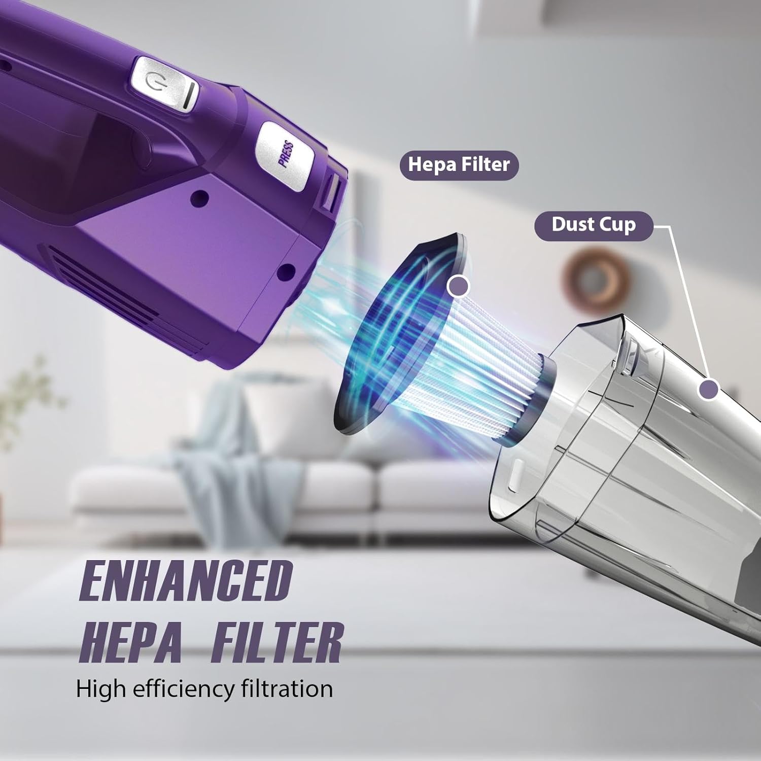 Handheld Vacuum Cordless — 3-in-1 Hand Held Vacuum Rechargeable with 8000Pa Powerful Suction, 1.7 Lbs Lightweight Handheld Vac, 30-Mins Quick Dust Removal for Car, Kitchen & Home