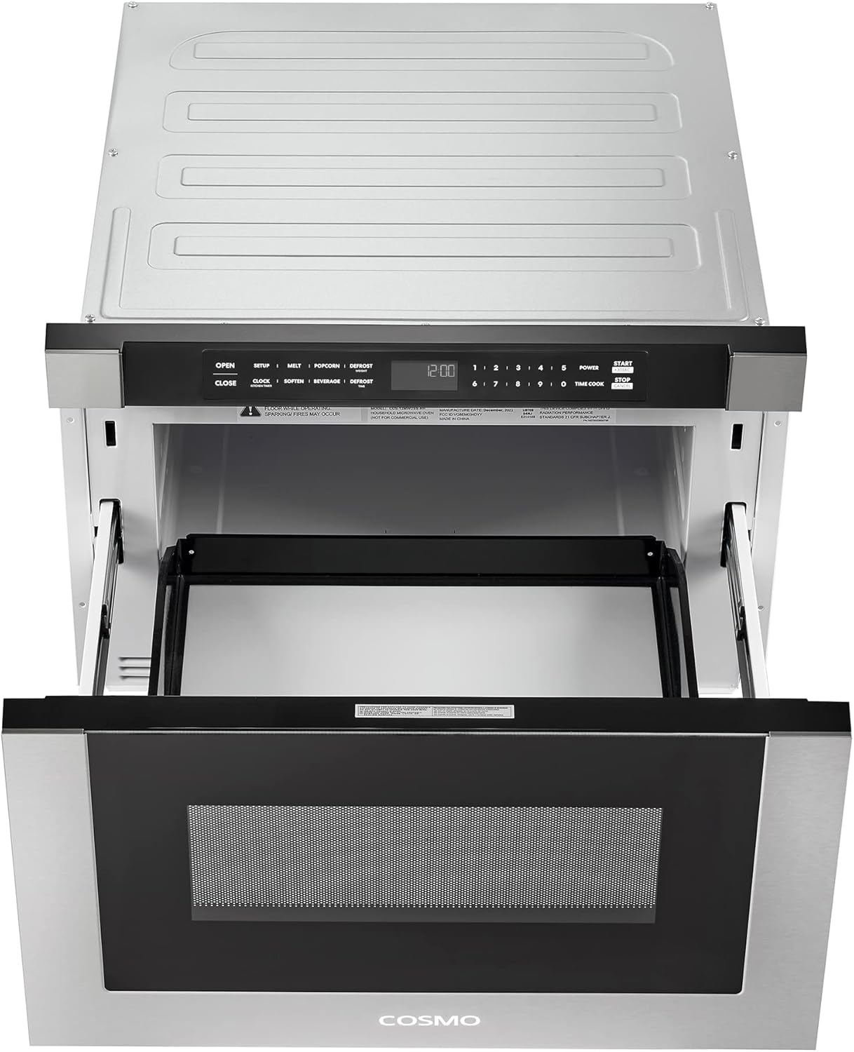 COSMO COS-12MWDSS-NH 24 in. Haven Collection 1.2 cu. ft. Built-in Microwave Drawer, Touch Controls, Defrosting Rack in Stainless Steel