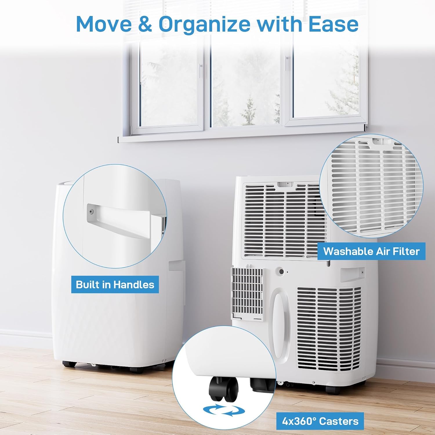 14000 BTUs Portable Air Conditioner Unit - Cools Rooms Up to 750 Sq. Ft., Remote Control, Sleep Mode, 24Hrs Timer, Quiet Operation