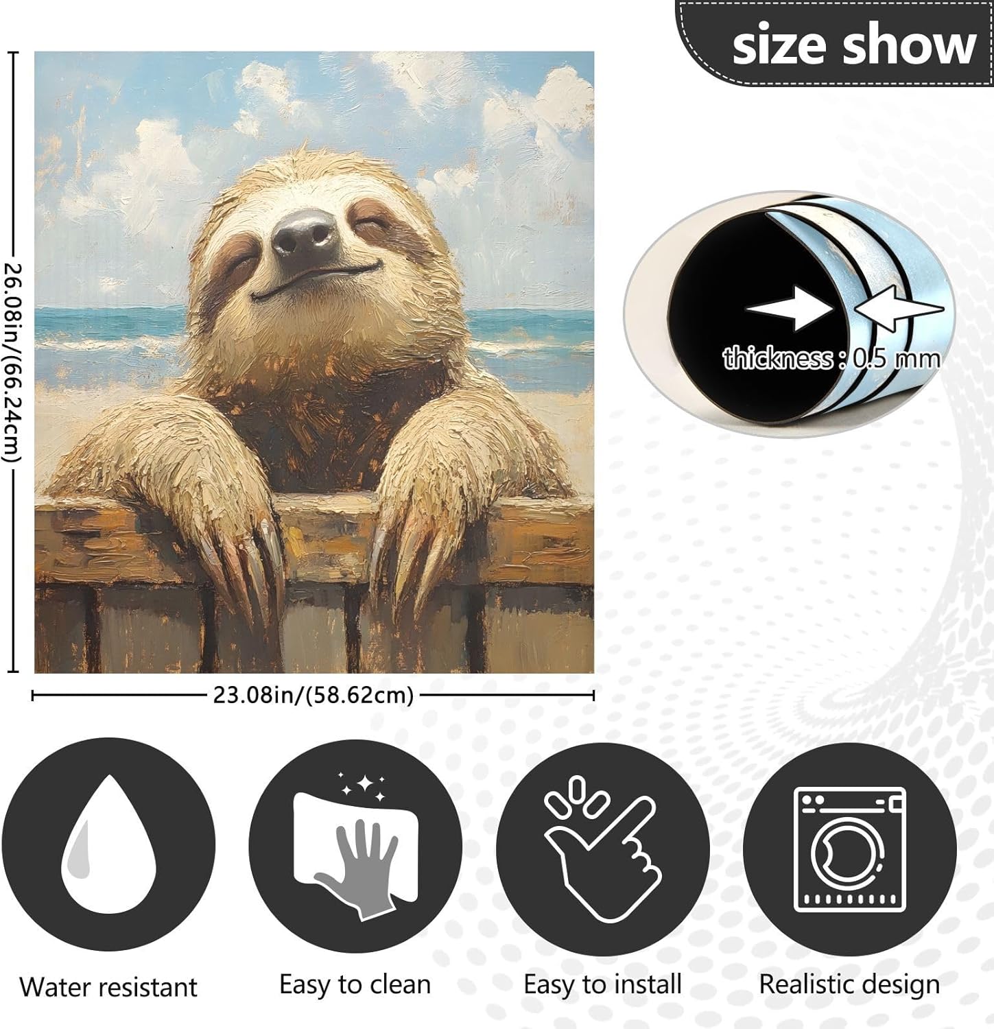 Dishwasher Magnet Cover Large Magnetic Stickers Sloth Seaside Pattern Front Dishwasher Cover Reusable Decal for Home Kitchen Anti-Scratch Refrigerator Decorative Lid Washing Machine Laundry 23