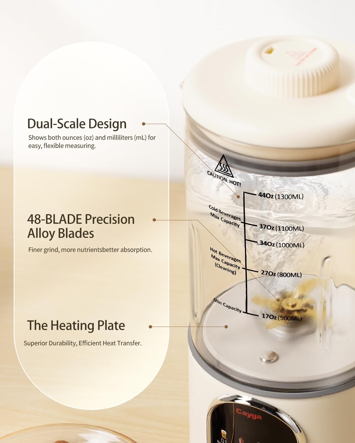 44oz Homemade Nut Milk Maker Machine Soy Milk Maker Homemade Almond, Oat, Juice, Coconut for Plant-Based Drinks with Self Clean, Boil Water, Delay Start, Keep Warm, 12-Hour Smart Timer