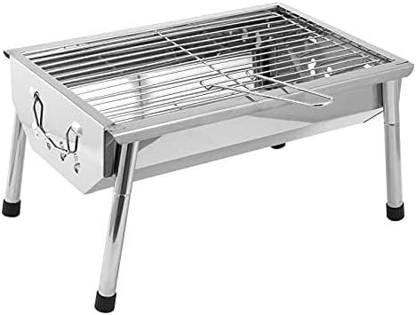 Folding Charcoal Grill, Stainless Steel BBQ Furnace for Outdoor Camping, Hiking, Picnic, Portable BBQ Tool, Heat Resistant, Easy to Clean