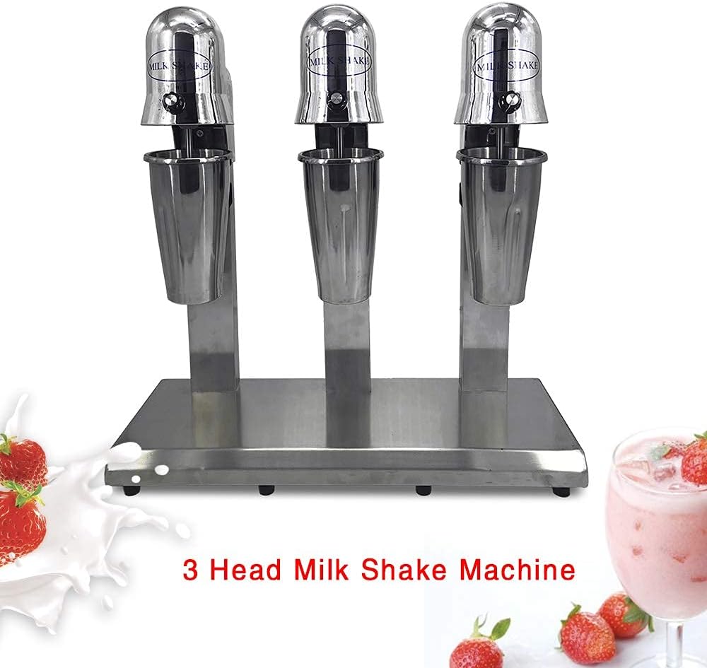 Milkshake Maker, Commercial Electric Milkshake Maker, 110V 18000rmp 3-Head Drink Mixer Machine Stainless Steel Tea Drink Juice Mixer with 6pcs 800ml Cups and 2 Speeds Adjustable