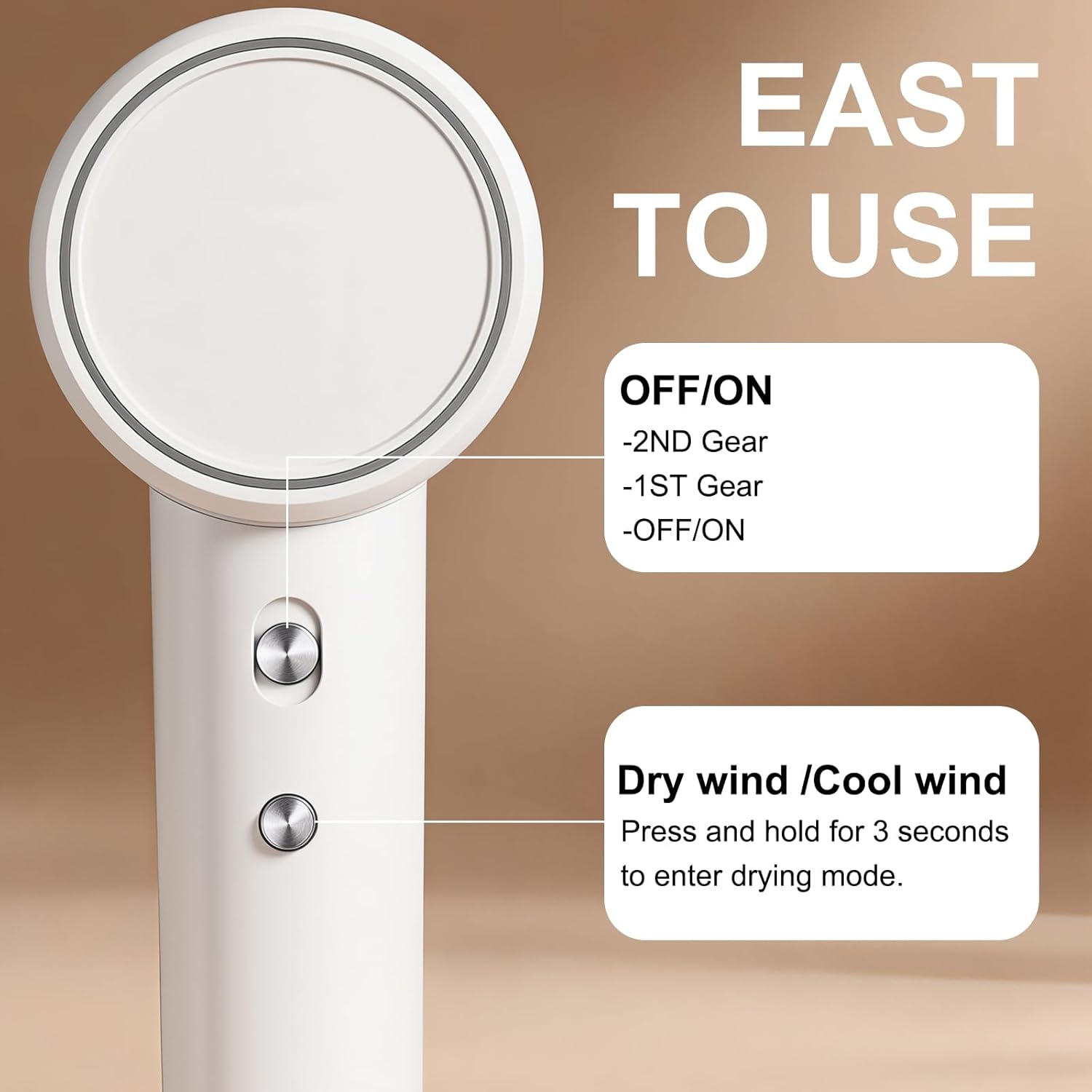 Portable clothes dryer 1300W high-speed dryer and hairdryer in one. Fast-drying for clothes, underwear, and socks, making ideal for use in hotels, travel, camping, dorms, gyms, apartments (White)