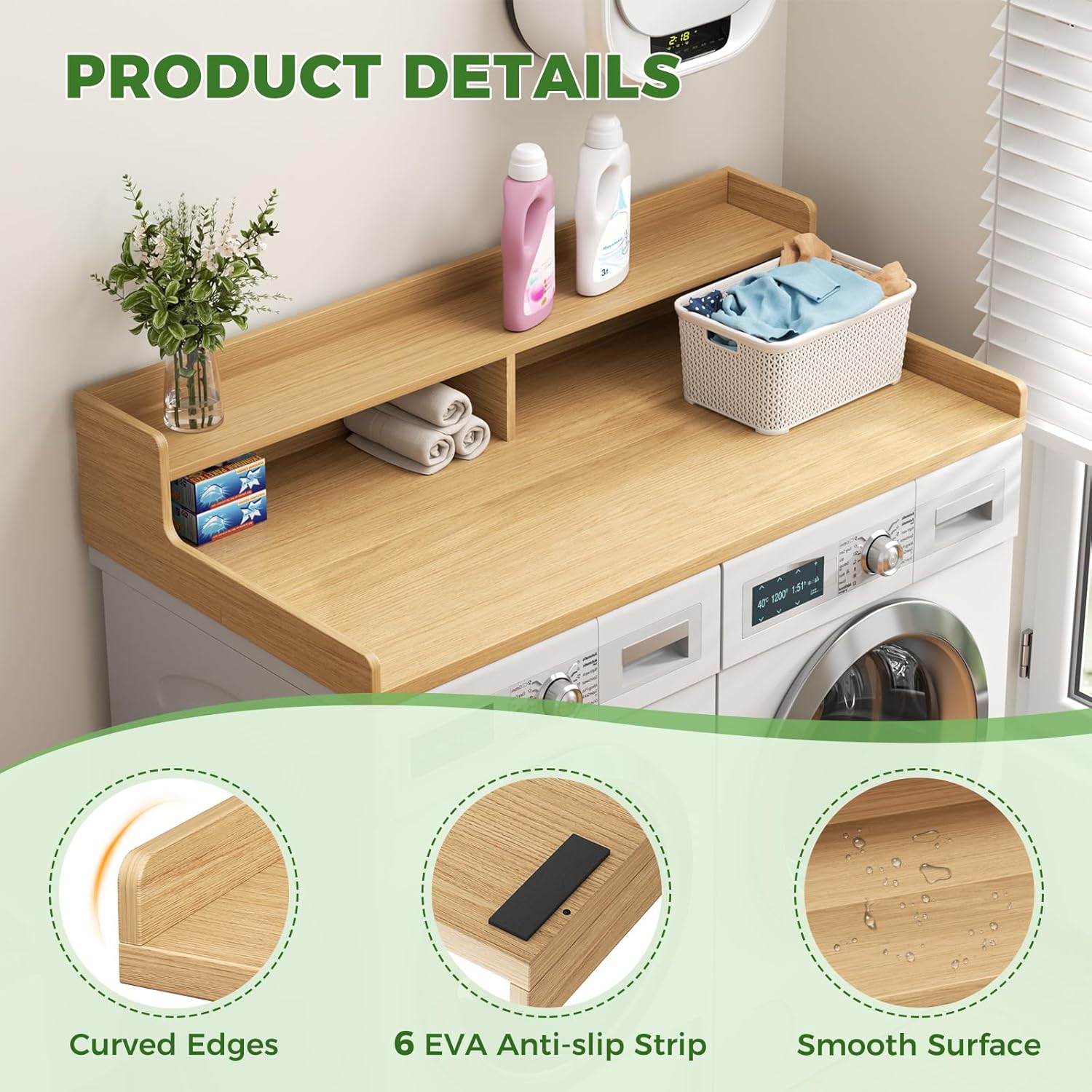 VOPEAK Washer and Dryer Countertop with Shelf, 2-Tier Washer Dryer Topper, 54