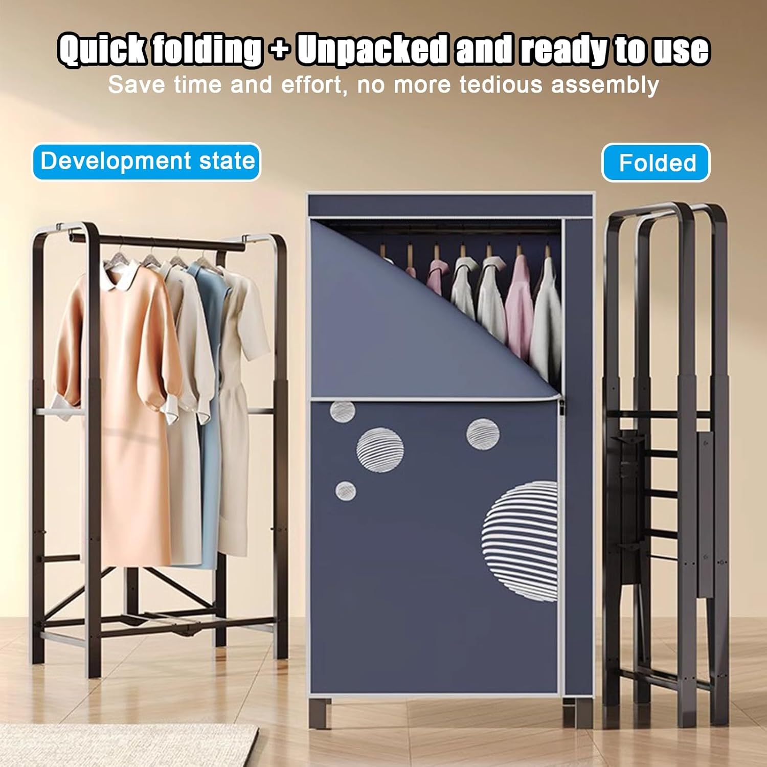 1500 Watt Warm Air Drying Wardrobe, Foldable Electric Heated Drying Rack (Rotating Button with Timer), Double Tier Home Dryer, Fast Drying, For Homes, Apartments, Laundries & Dormitories(Line Ball)