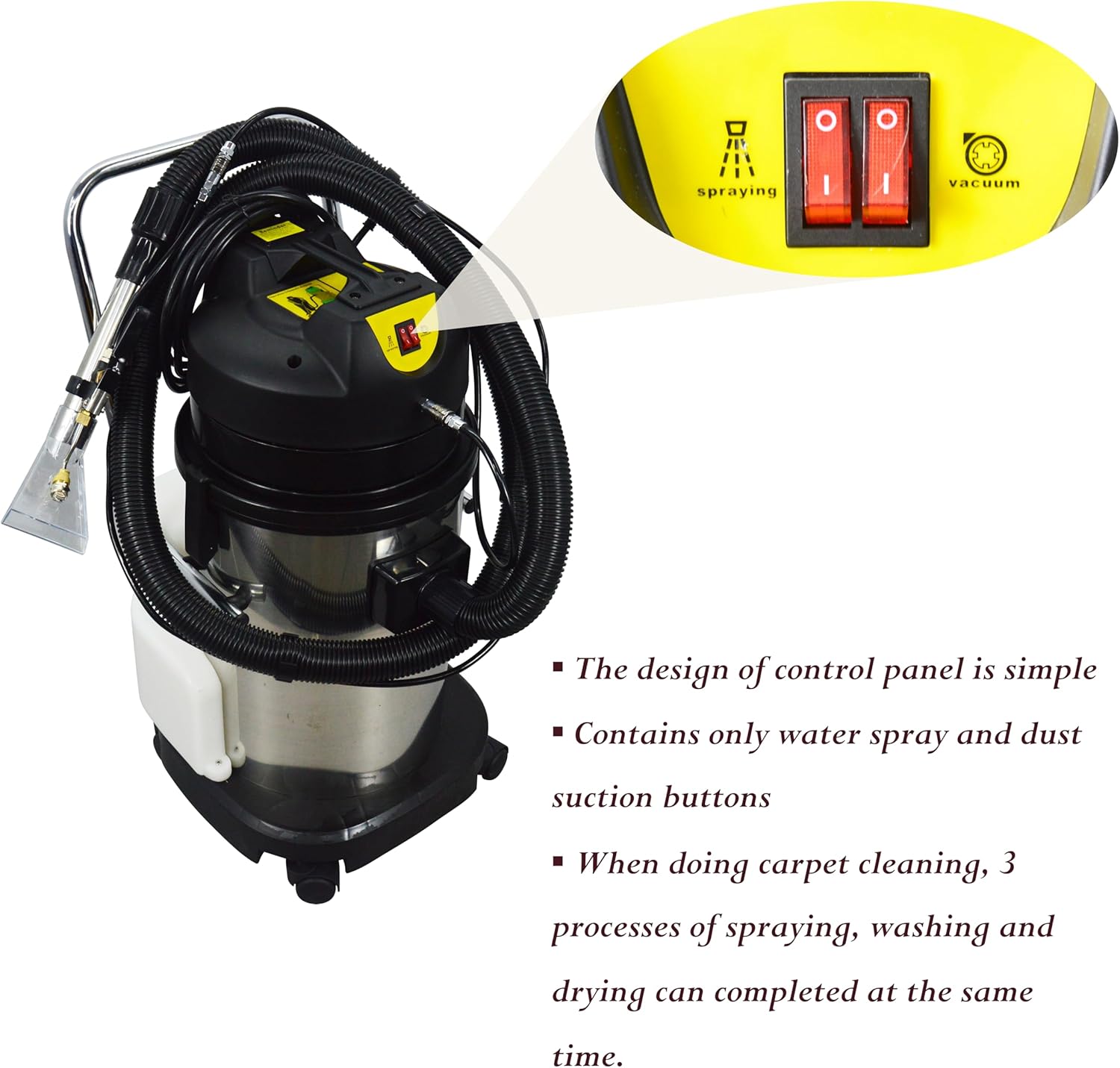 Carpet Cleaning Machine Carpet Spray Extractor Extraction Machine with 8.2ft Hose for Hotel Workplace Home 10.6gal(40L) 1000W