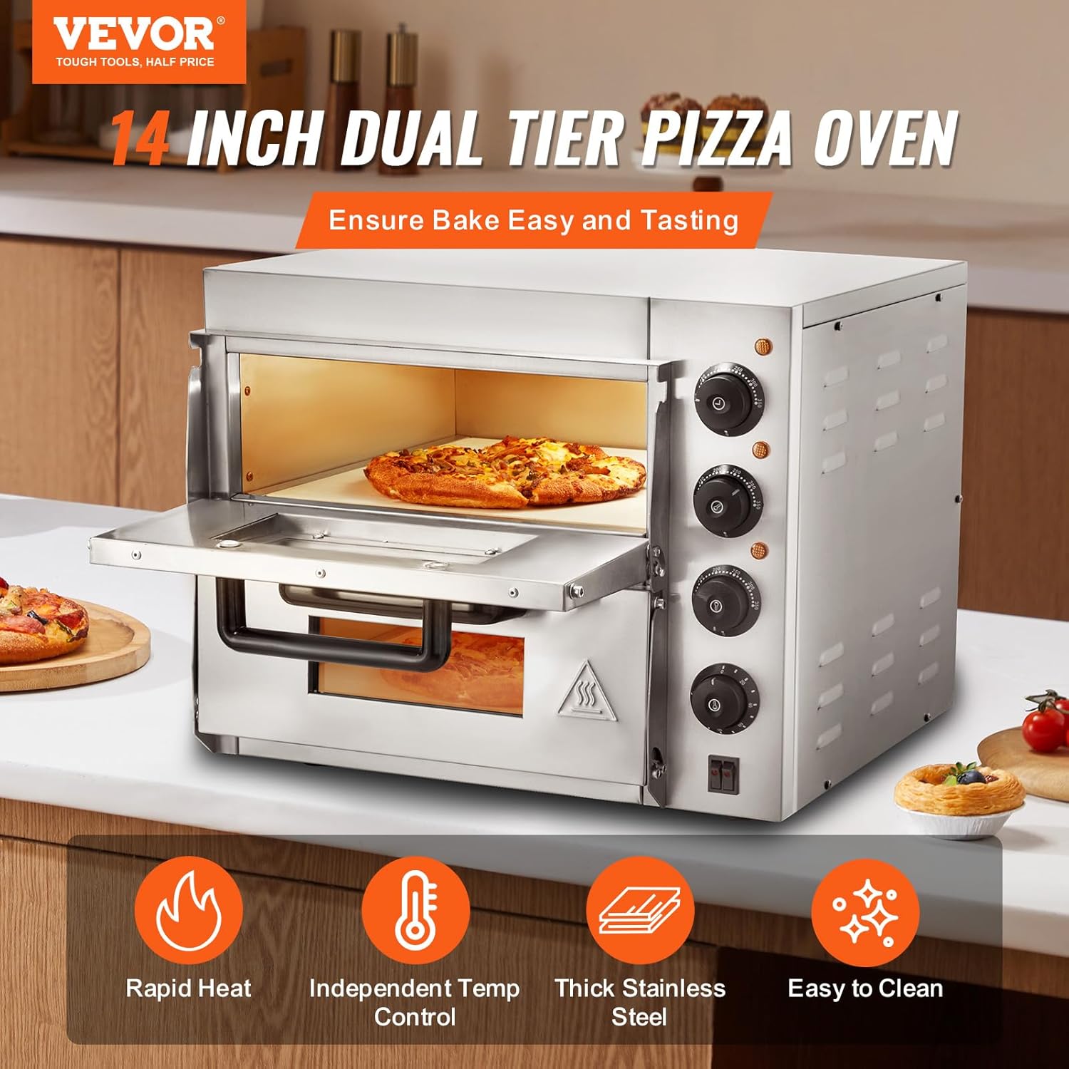 VEVOR Commercial Pizza Oven Countertop, 14