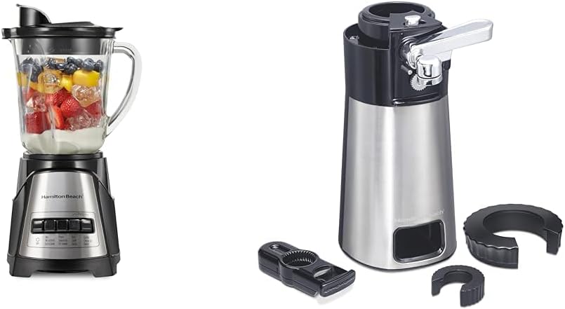 Hamilton Beach Power Elite Wave Action Blender For Shakes and Smoothies, Puree, Crush Ice & OpenStation Electric Automatic Can Opener for Kitchen with Multi Tool and Bottle