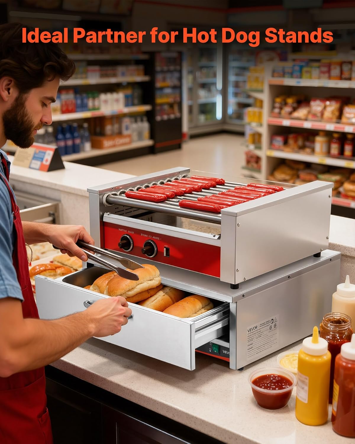 VEVOR Commercial Electric Drawer Warmer, Single-Drawer Stainless Steel Food Warmer, Freestanding Compact Warming Drawer Cabinet, 85°F–185°F Wide Temperature Range, for Restaurant, Hotel & Bakery