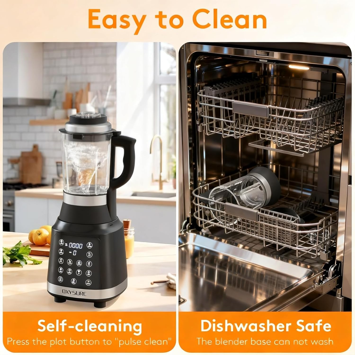 Blender with 14 Functions, 1400W High-Speed Motor, 59oz Capacity, Food Processor for Smoothies, Soy Milk, Soup, Food & Juice, Multifunctional Heating Mixer (Black)