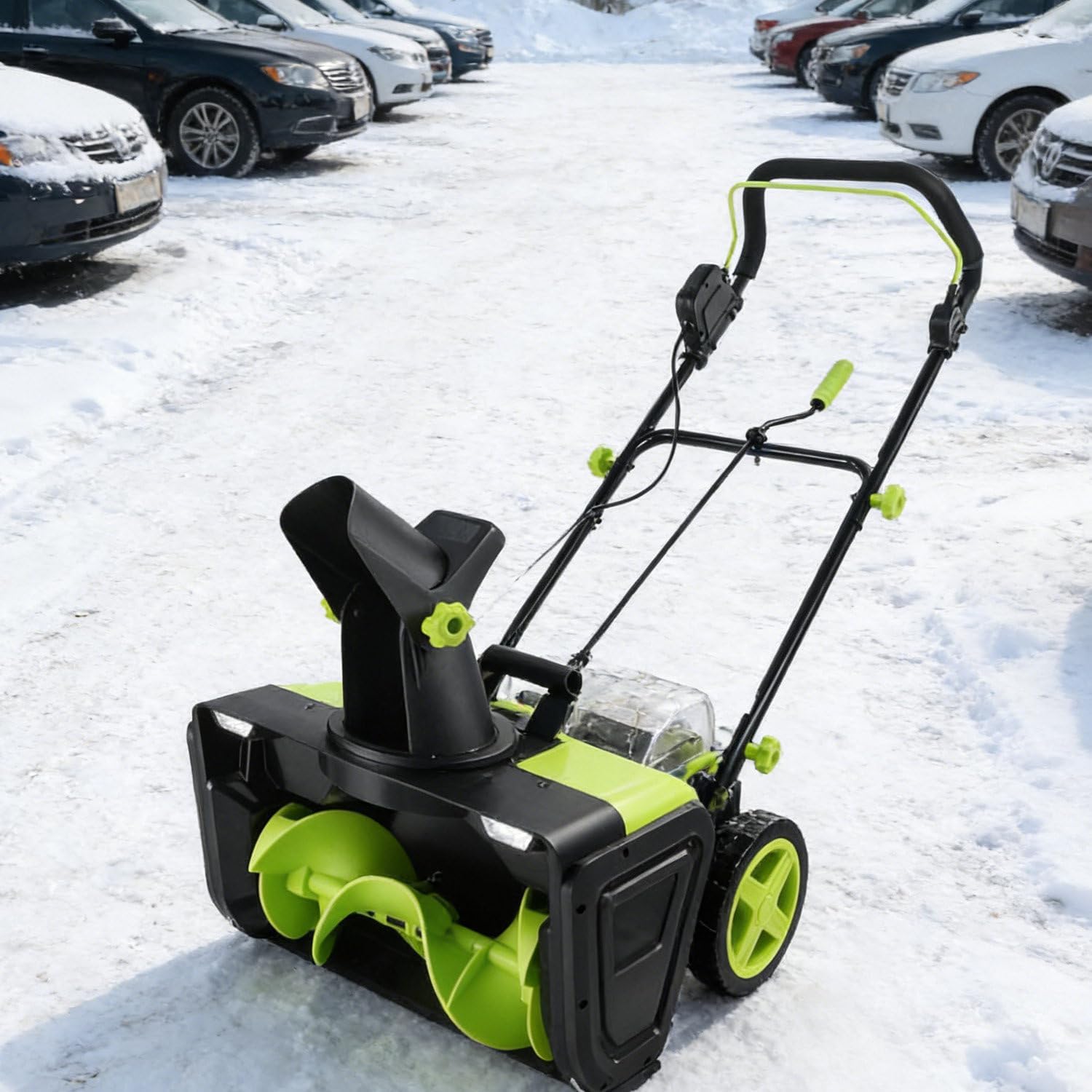 40V Brushless Electric Snow Blower, 20-Inch Cordless Snow Thrower, Dual LED Headlights, 25ft Throw Distance for Low-Light Driveway/Parking Area Clearing