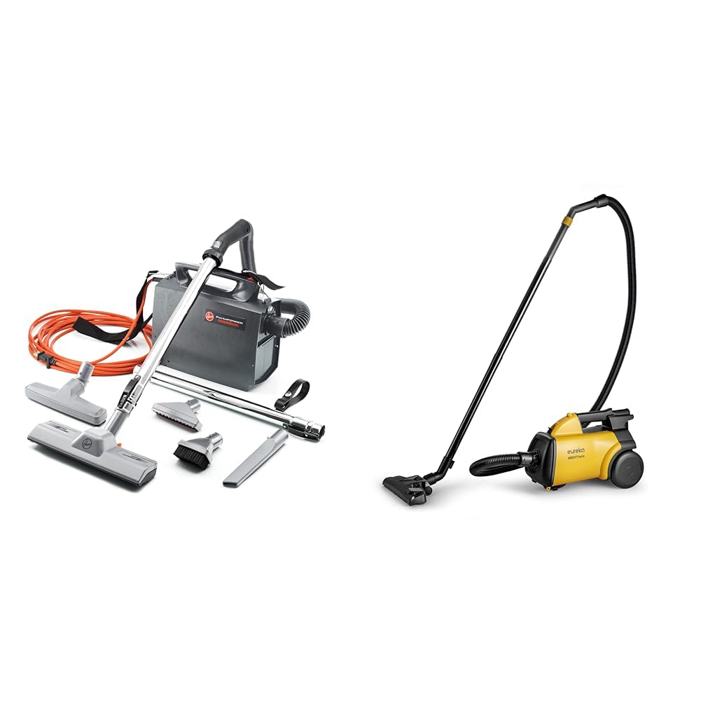 PORTAPOWER Lightweight Canister Vacuum Cleaner with Attachments & Eureka 3670M Canister Cleaner, Lightweight Powerful Vacuum for Carpets and Hard Floors, w/ 5bags,Yellow