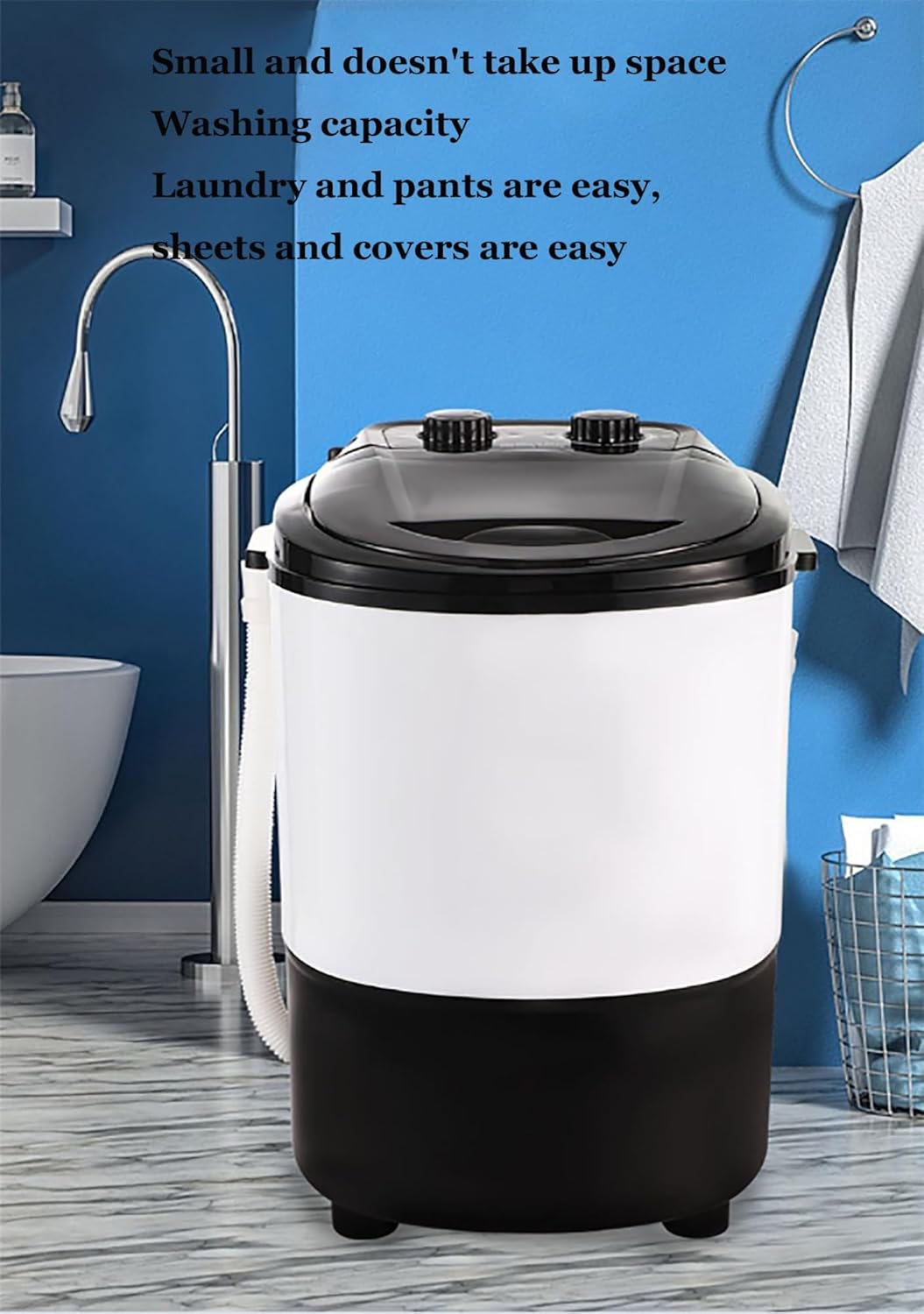 Portable Mini Washing Machine with Spin Dryer, Combo Compact Laundry Washer with Rotary Timer Controller for Home, Dorm, Apartment, RV, Travel, Outdoor