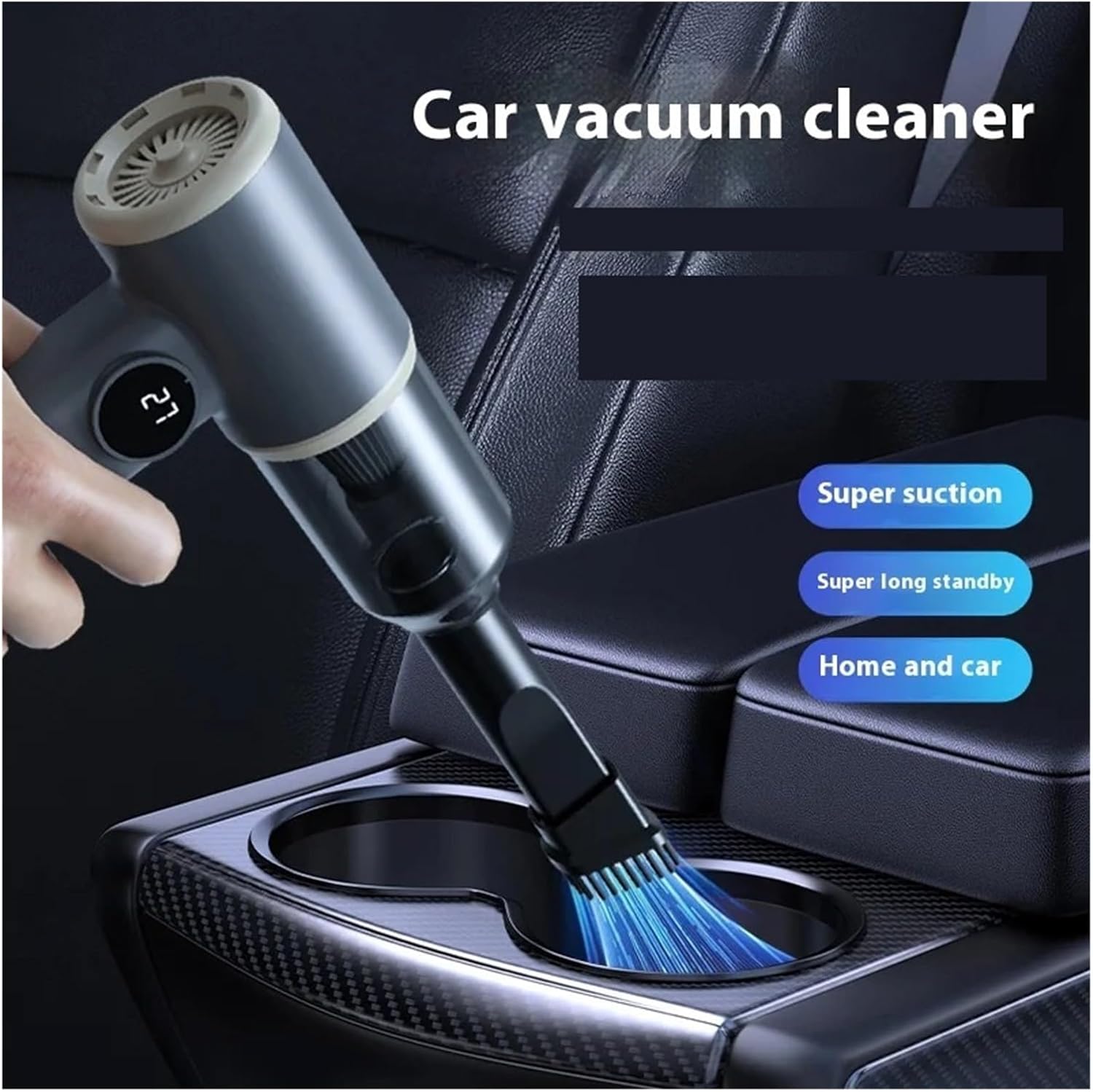 Mini Vacuum, Handheld Car Wireless Vacuum Cleaner Washing Blowing Dual-use Household Strong Suction Portable Charging Vacuum Cleaner,for Drivers and Office Workers(White)