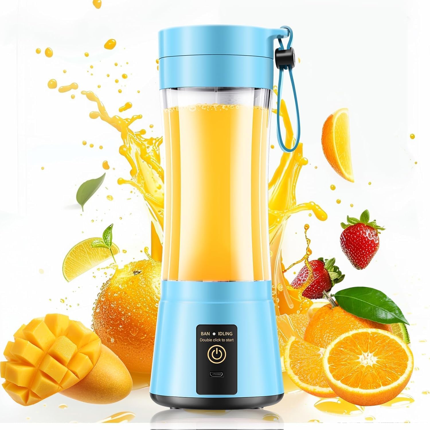 Portable Blender for Smoothies & Shakes - Personal Blender with 12Oz Traveling Cup, BAP Free, 6 Stainless Steel Blades, Freshly Squeezed for Office/Picnic/Sports