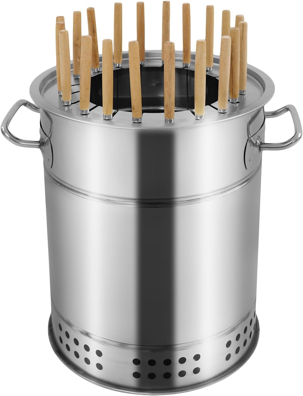 8.8 Lbs BBQ Barrel Smoker Grill Stainless Steel Portable Compact BBQ Charcoal Grill, Barrel Charcoal Grill with Complete Accessories, Portable Charcoals Grills for Camping Picnics Parties Beaches