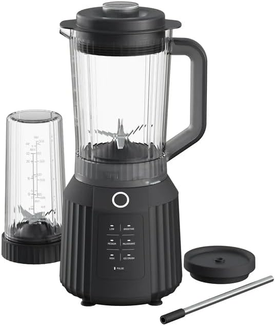 Thymes & Tables Countertop Blender Duo SmartCrush Tech 1100W with 57oz Pitcher & 25oz Cup, Smart Seal Lid, Vortex Blending, Pulse Mode, Dishwasher Safe, Ice Crush, Smoothie Preset (Slate Gray)