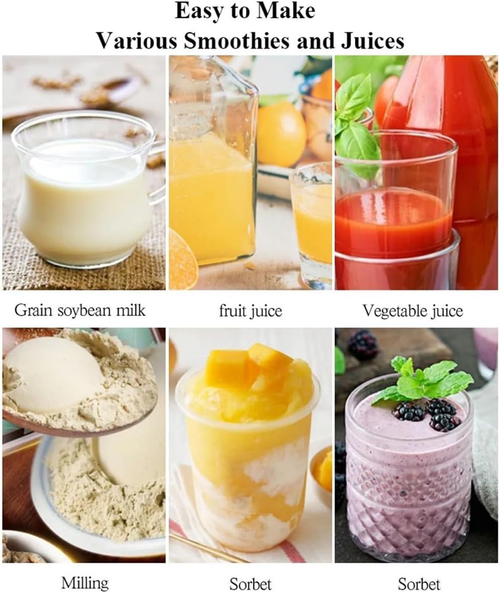 Smoothie Blender,2600W Commercial Countertop Multiple Speed Smoothie Blender,1.6L High Speed Smoothie Maker,Household Quiet Blender,for Puree, Crush Ice, Smoothies(Silver)